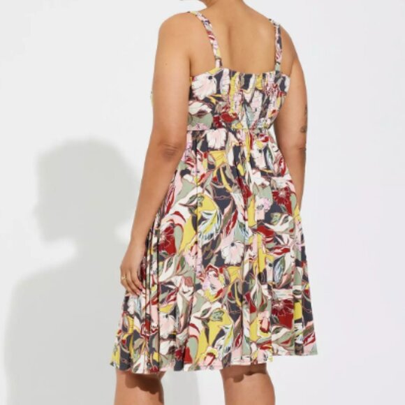 Torrid Mini Super Soft‎ Bow Front Skater Dress - Floral Multi - Picture 3 of 9